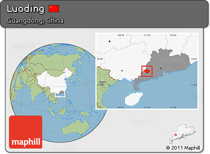 Savanna Style Location Map of Luoding, highlighted country, highlighted parent region
