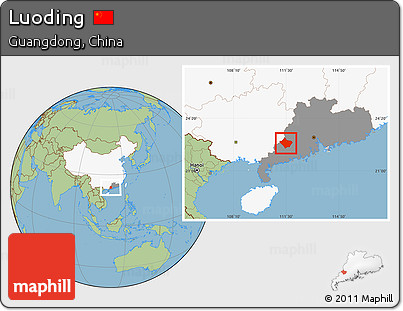Savanna Style Location Map of Luoding, highlighted country, highlighted parent region