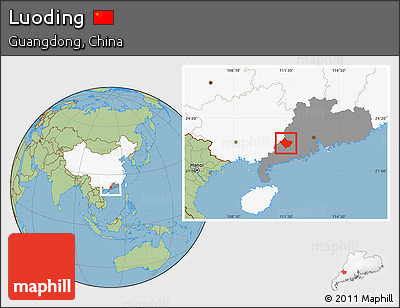 Savanna Style Location Map of Luoding, highlighted country, highlighted parent region