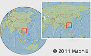 Savanna Style Location Map of Luoding, highlighted parent region, within the entire country, hill shading