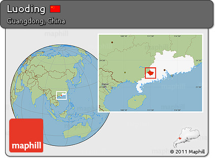 Savanna Style Location Map of Luoding, highlighted parent region