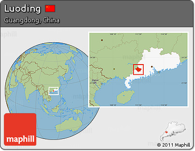 Savanna Style Location Map of Luoding, highlighted parent region