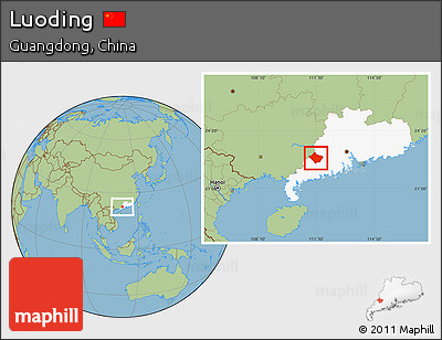 Savanna Style Location Map of Luoding, highlighted parent region