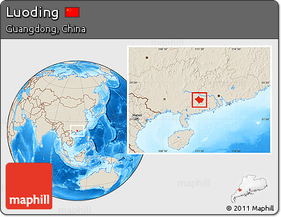 Shaded Relief Location Map of Luoding