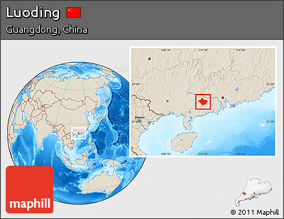 Shaded Relief Location Map of Luoding