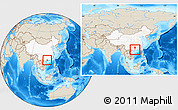 Shaded Relief Location Map of Luoding, highlighted country, within the entire country