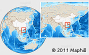 Shaded Relief Location Map of Luoding, highlighted country, highlighted parent region, within the entire country
