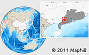 Shaded Relief Location Map of Luoding, highlighted country, highlighted parent region