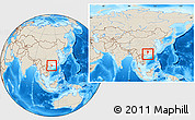 Shaded Relief Location Map of Luoding, highlighted parent region, within the entire country