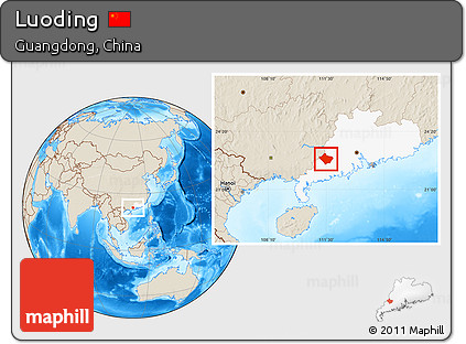 Shaded Relief Location Map of Luoding, highlighted parent region