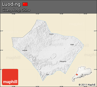 Classic Style Map of Luoding, single color outside