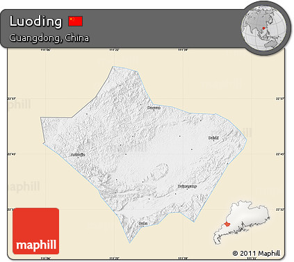 Classic Style Map of Luoding, single color outside