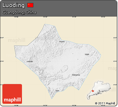 Classic Style Map of Luoding, single color outside