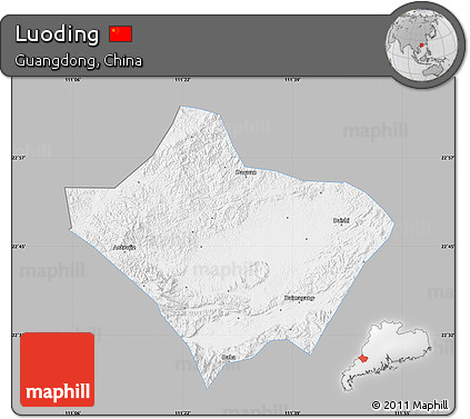 Gray Map of Luoding, single color outside