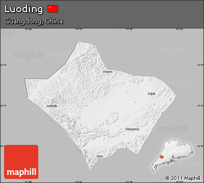 Gray Map of Luoding, single color outside