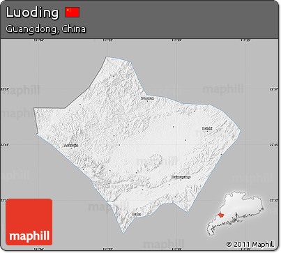 Gray Map of Luoding, single color outside