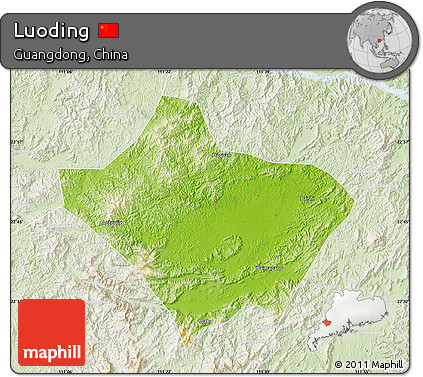 Physical Map of Luoding, lighten