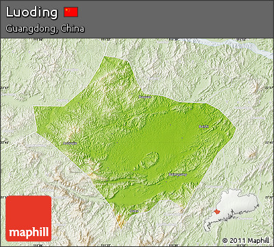 Physical Map of Luoding, lighten