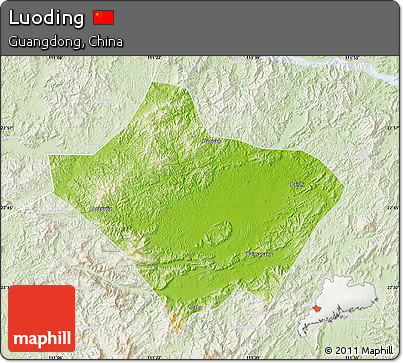 Physical Map of Luoding, lighten