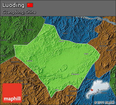Political Map of Luoding, darken