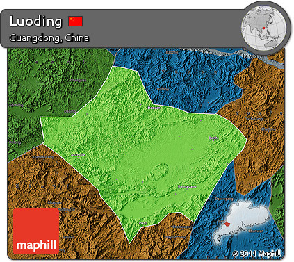Political Map of Luoding, darken
