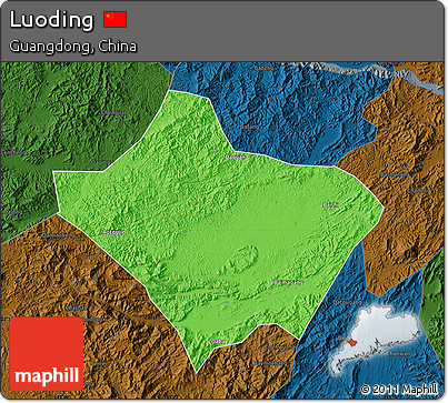 Political Map of Luoding, darken