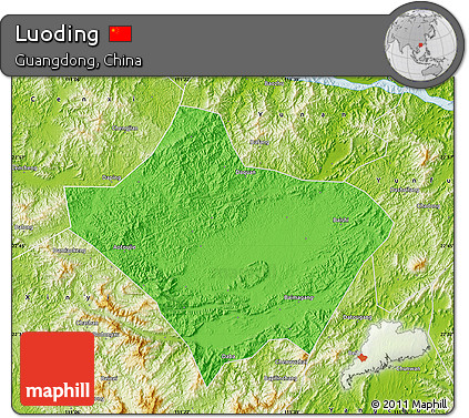 Political Map of Luoding, physical outside