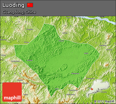 Political Map of Luoding, physical outside