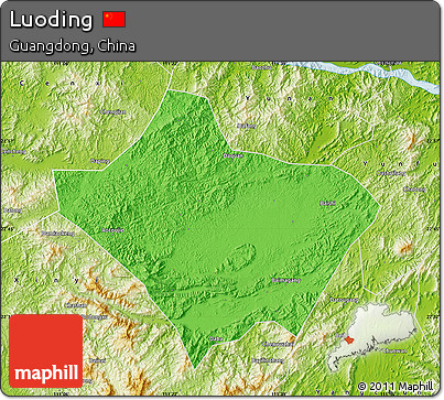 Political Map of Luoding, physical outside
