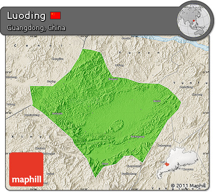 Political Map of Luoding, shaded relief outside