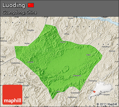 Political Map of Luoding, shaded relief outside