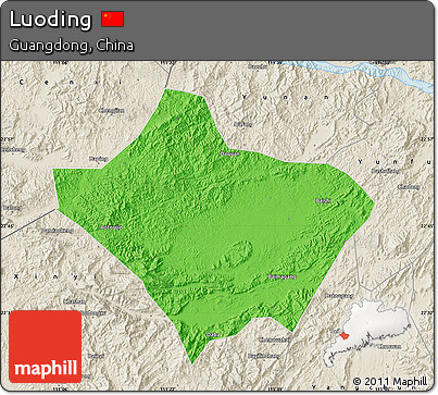 Political Map of Luoding, shaded relief outside