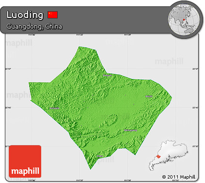 Political Map of Luoding, single color outside