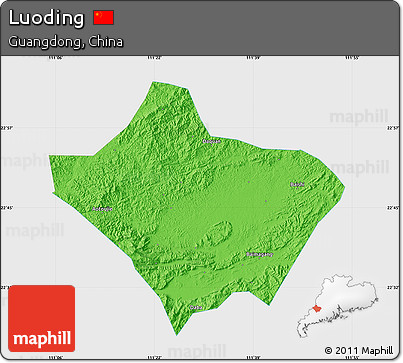 Political Map of Luoding, single color outside