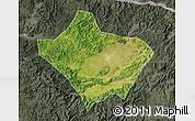 Satellite Map of Luoding, darken, semi-desaturated