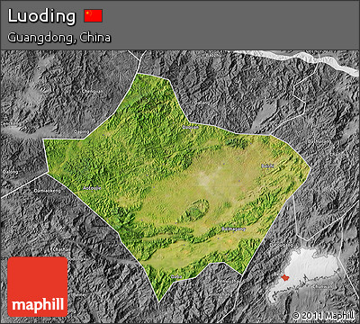 Satellite Map of Luoding, desaturated