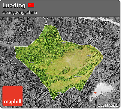 Satellite Map of Luoding, desaturated
