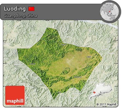 Satellite Map of Luoding, lighten