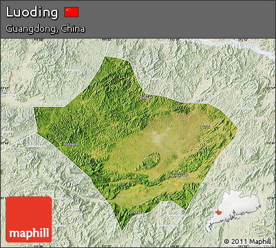 Satellite Map of Luoding, lighten