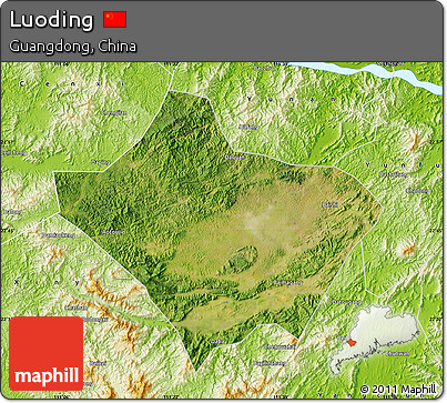 Satellite Map of Luoding, physical outside