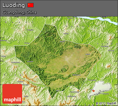 Satellite Map of Luoding, physical outside