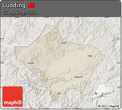 Shaded Relief Map of Luoding, lighten