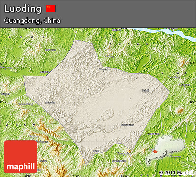 Shaded Relief Map of Luoding, physical outside