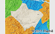 Shaded Relief Map of Luoding, political outside