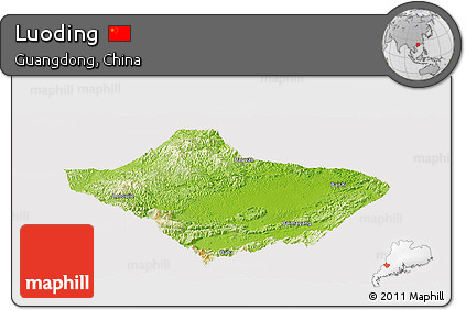 Physical Panoramic Map of Luoding, cropped outside