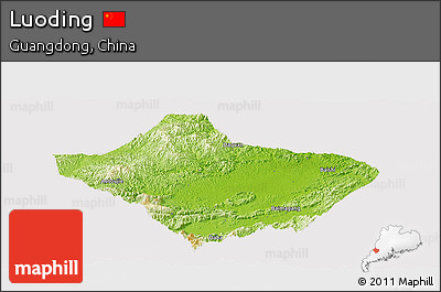 Physical Panoramic Map of Luoding, cropped outside