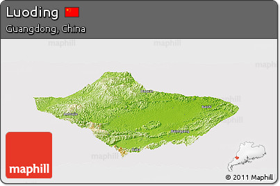 Physical Panoramic Map of Luoding, cropped outside