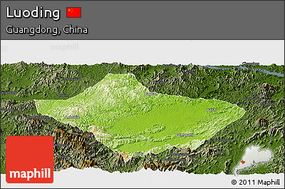 Physical Panoramic Map of Luoding, darken