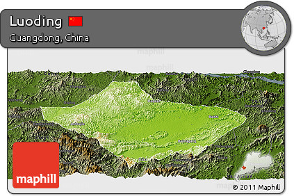 Physical Panoramic Map of Luoding, darken
