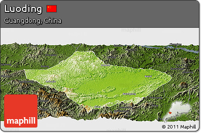 Physical Panoramic Map of Luoding, darken